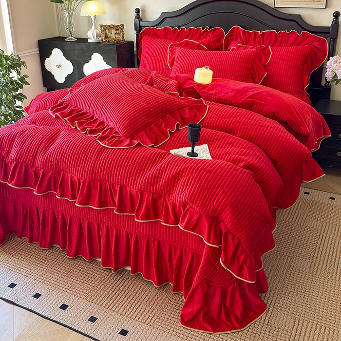 91家纺网 家纺一手货源 找家纺 （总）宜凡家纺 2025新款婴儿绒压花全夹棉床盖四件套