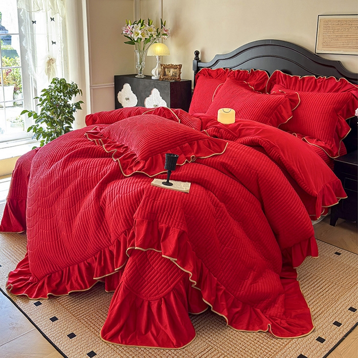 91家纺网 家纺一手货源 找家纺 （总）宜凡家纺 2025新款婴儿绒压花全夹棉床盖四件套