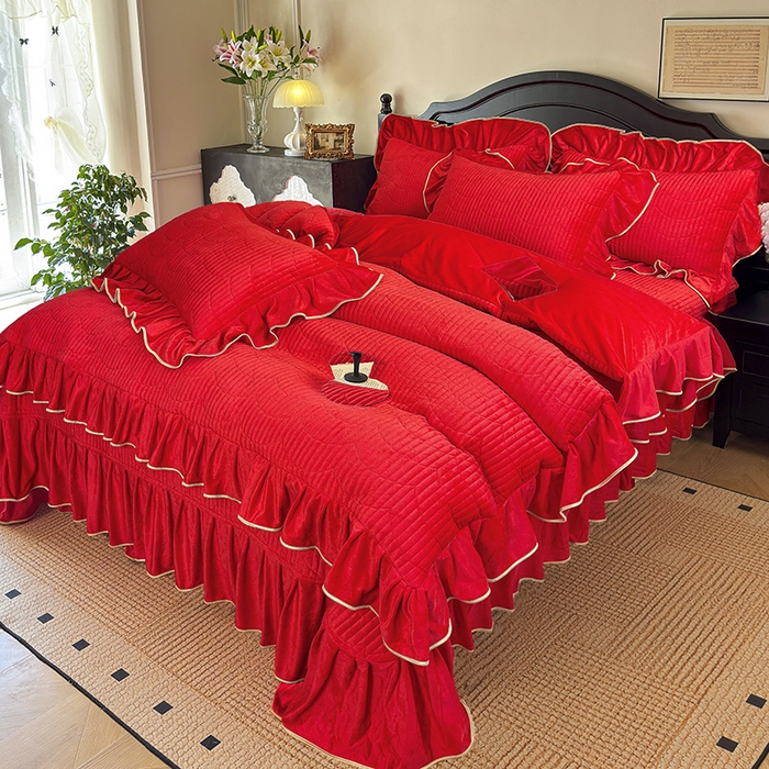 91家纺网 家纺一手货源 找家纺 （总）宜凡家纺 2025新款婴儿绒压花全夹棉床盖四件套