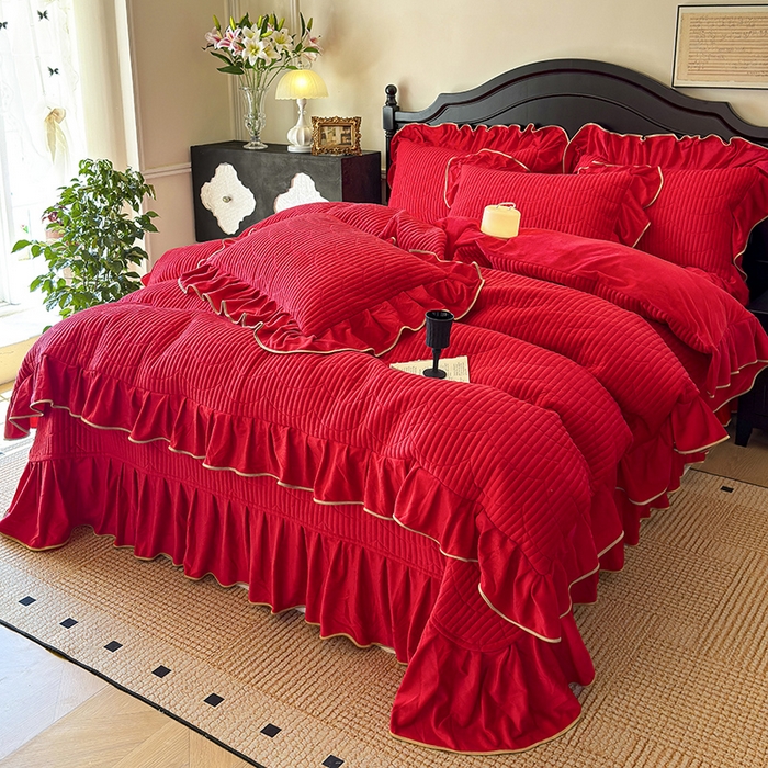 91家纺网 家纺一手货源 找家纺 （总）宜凡家纺 2025新款婴儿绒压花全夹棉床盖四件套