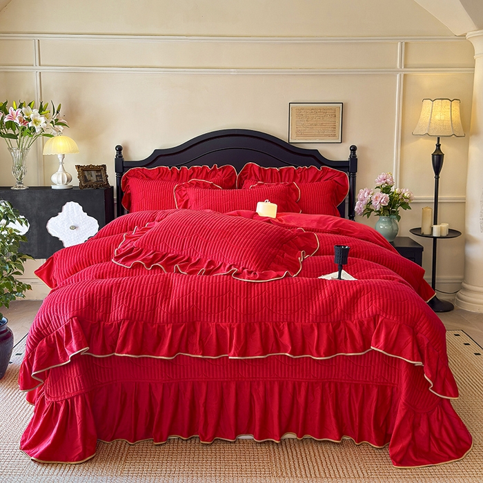 91家纺网 家纺一手货源 找家纺 （总）宜凡家纺 2025新款婴儿绒压花全夹棉床盖四件套