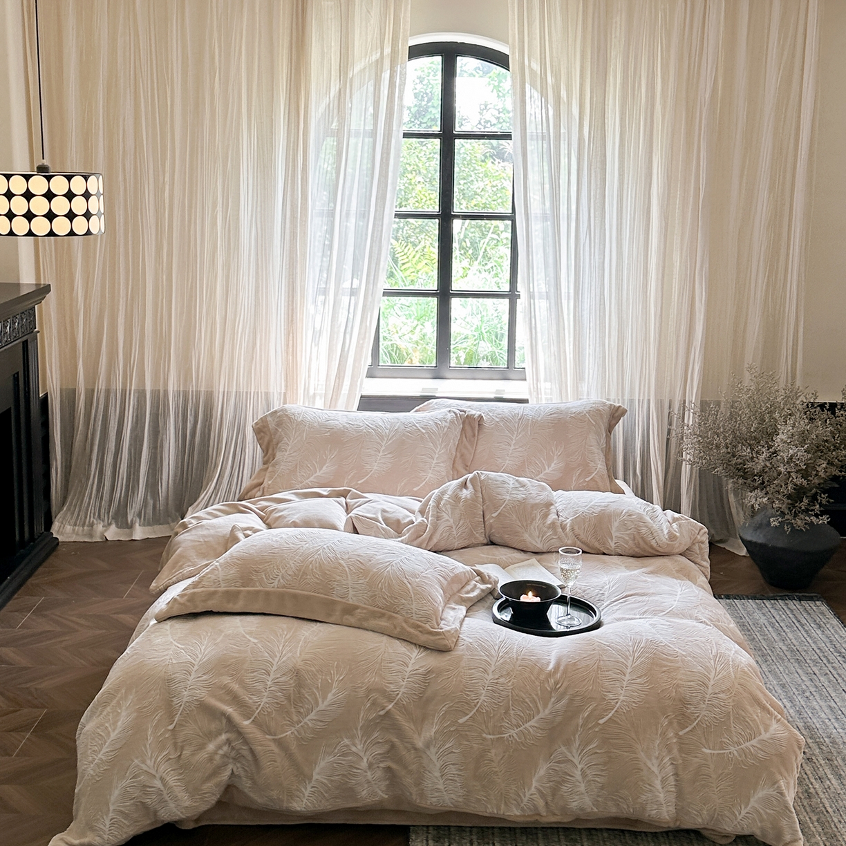 91家纺网 家纺一手货源 找家纺 （总）时亿家居 2025新款280g牛奶绒四件套-轻羽