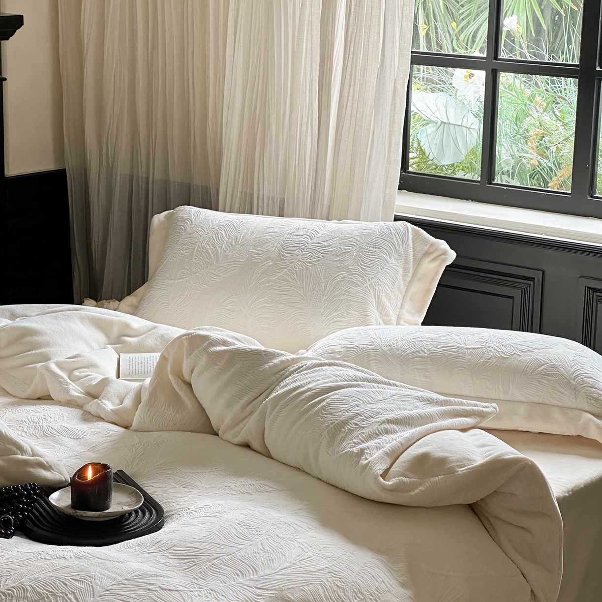 91家纺网 家纺一手货源 找家纺 时亿家居 2025新款280g牛奶绒四件套-轻羽 轻羽-白色