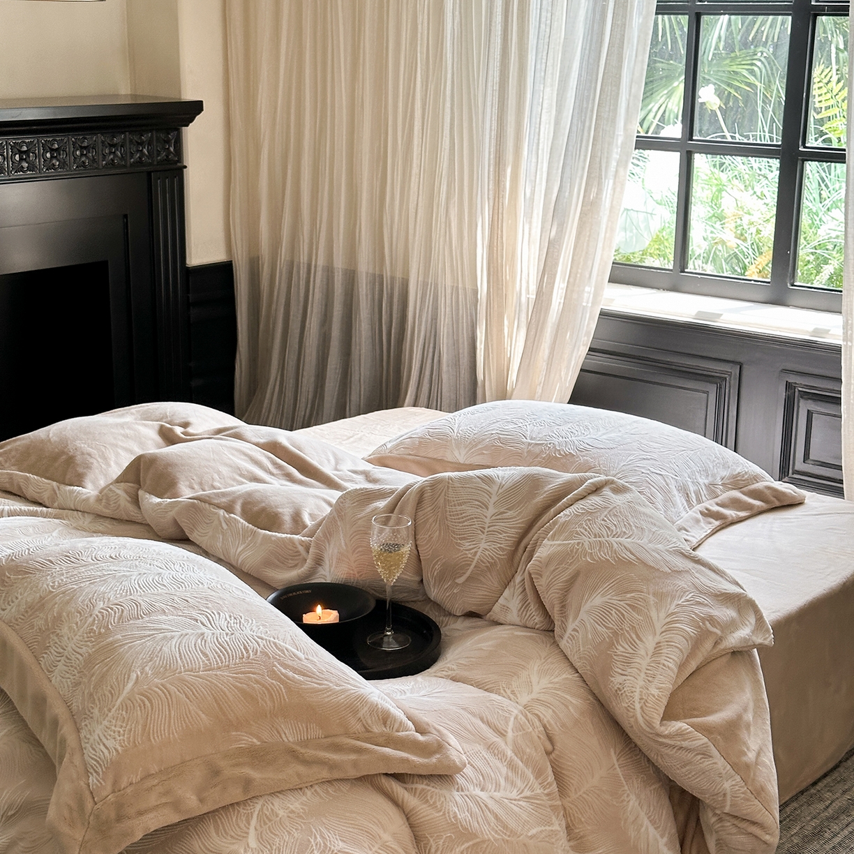 91家纺网 家纺一手货源 找家纺 时亿家居 2025新款280g牛奶绒四件套-轻羽 轻羽-卡其