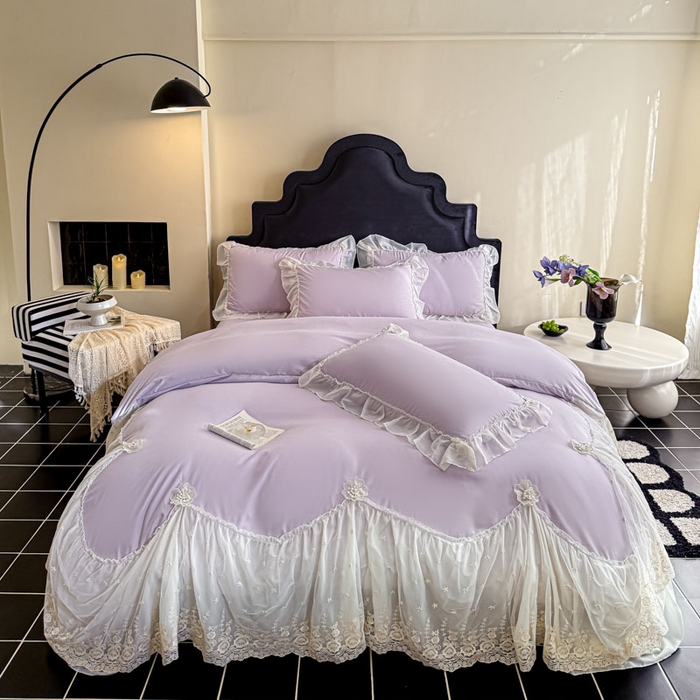 91家纺网 家纺一手货源 找家纺 艺玲家纺 2025新款棉小棉法式公主风仙仙子系列四件套 仙仙子紫