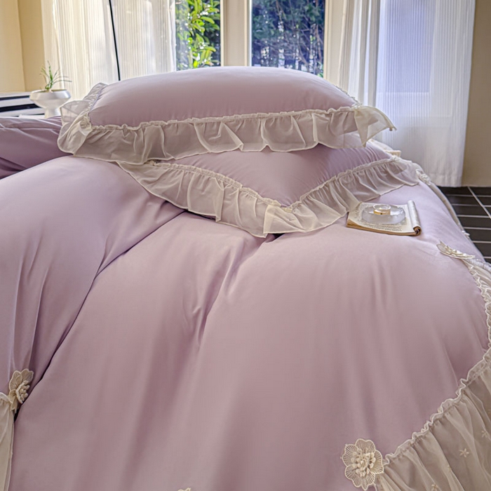 91家纺网 家纺一手货源 找家纺 艺玲家纺 2025新款棉小棉法式公主风仙仙子系列四件套 仙仙子紫