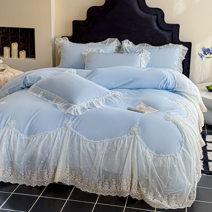 艺玲家纺 2025新款棉小棉法式公主风仙仙子系列四件套 仙仙子蓝