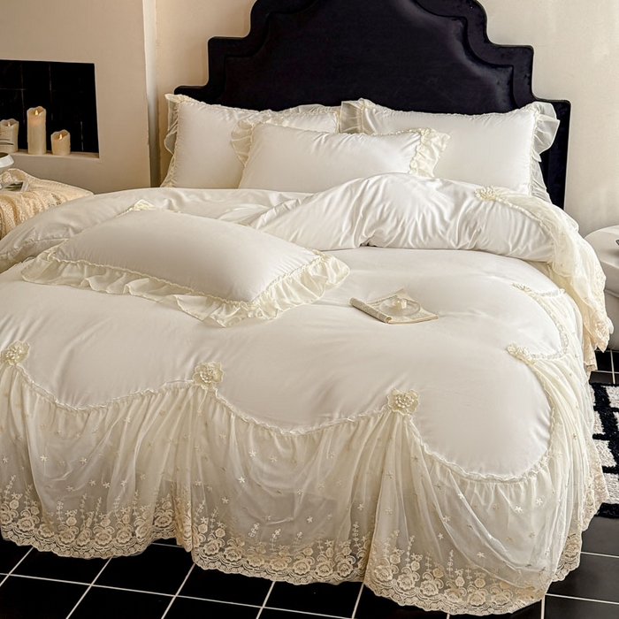 艺玲家纺 2025新款棉小棉法式公主风仙仙子系列四件套 仙仙子白