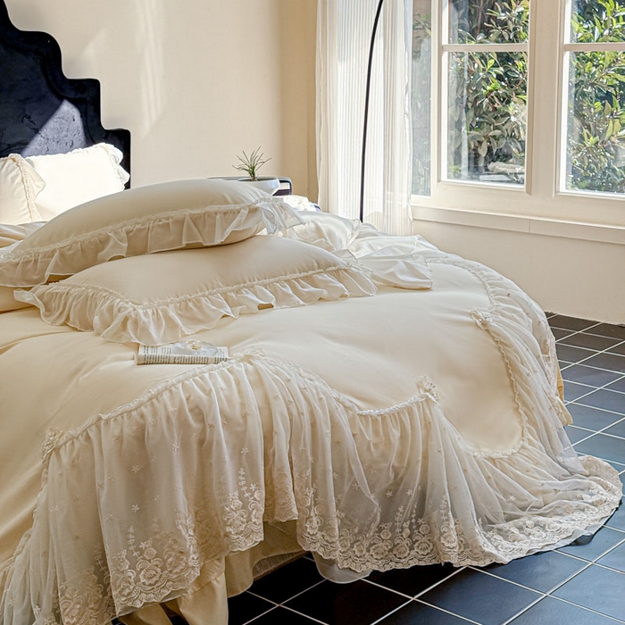 91家纺网 家纺一手货源 找家纺 艺玲家纺 2025新款棉小棉法式公主风仙仙子系列四件套 仙仙子黄