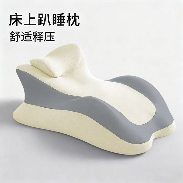 宇诺家纺 2025新款舒适释压床上趴睡枕枕头枕芯 浅灰