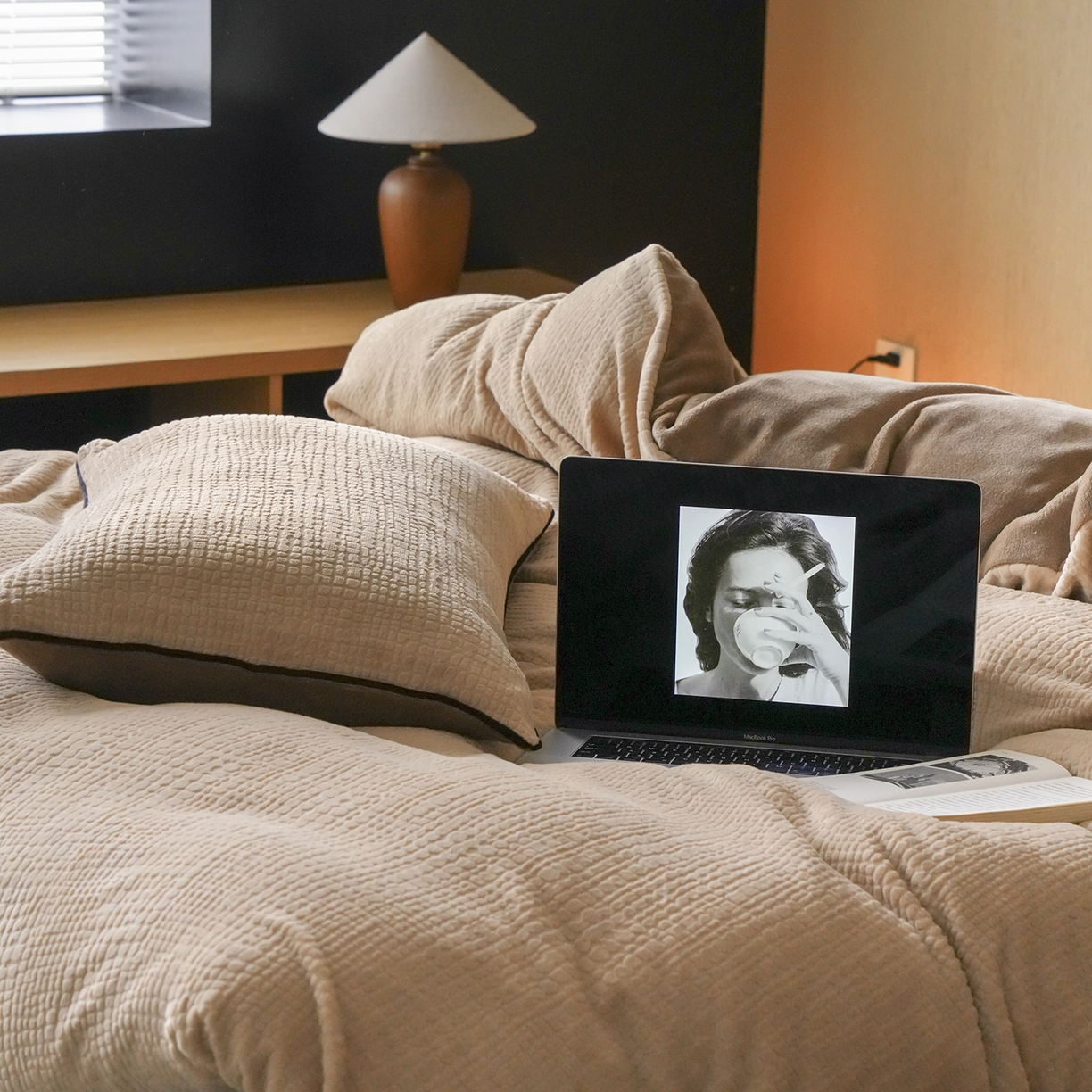 91家纺网 家纺一手货源 找家纺 三味舒屋 2025新款230克高克重雕花牛奶绒麻绳款四件套-素纹 素纹咖