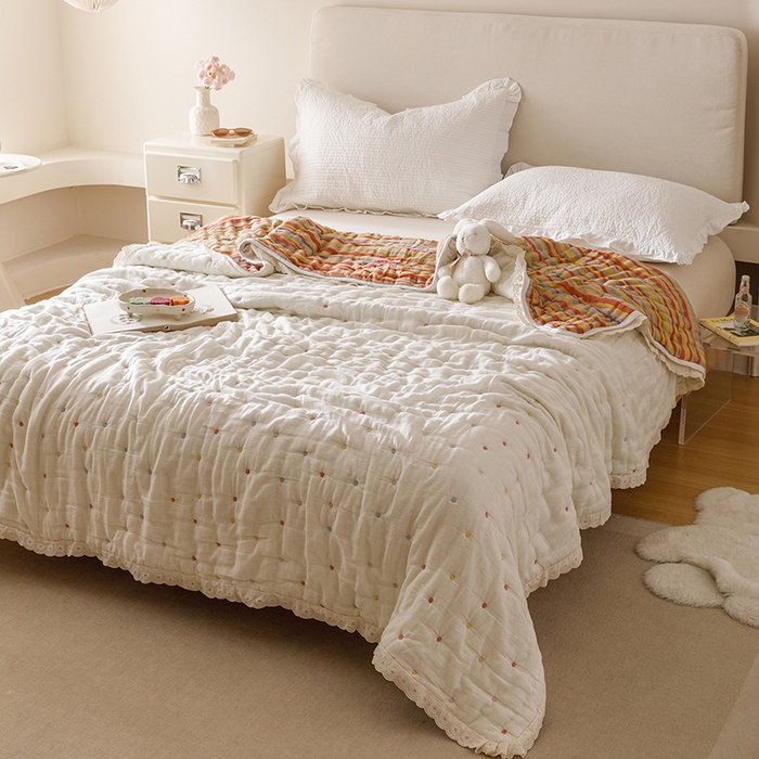 91家纺网 家纺一手货源 找家纺 （总）麻依 2025新款安心棉十层纱布泡芙被全棉纱布被子被芯