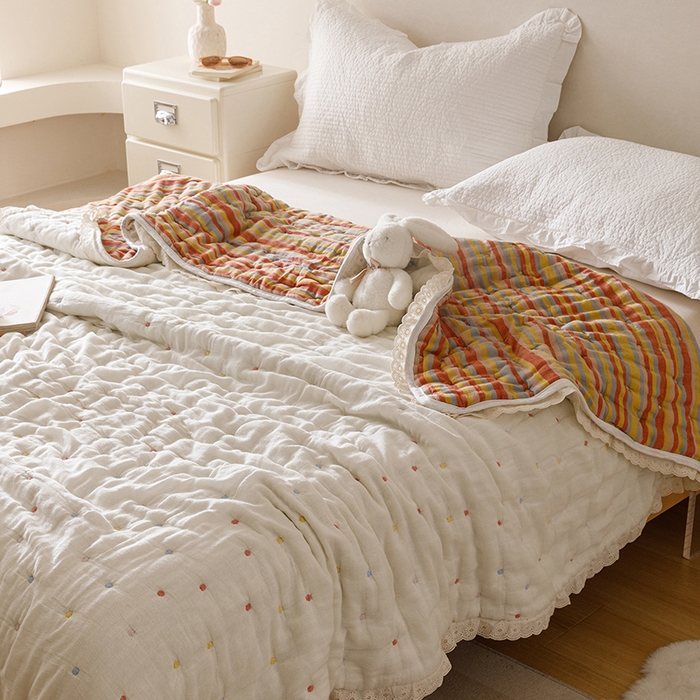 91家纺网 家纺一手货源 找家纺 （总）麻依 2025新款安心棉十层纱布泡芙被全棉纱布被子被芯