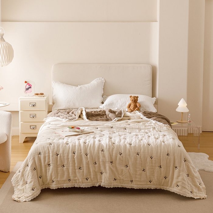 91家纺网 家纺一手货源 找家纺 （总）麻依 2025新款安心棉十层纱布泡芙被全棉纱布被子被芯