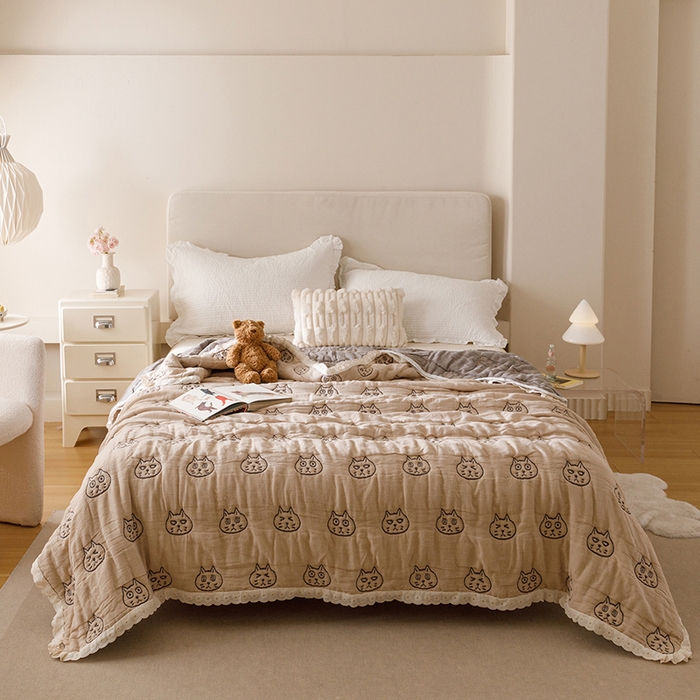 91家纺网 家纺一手货源 找家纺 （总）麻依 2025新款安心棉十层纱布泡芙被全棉纱布被子被芯