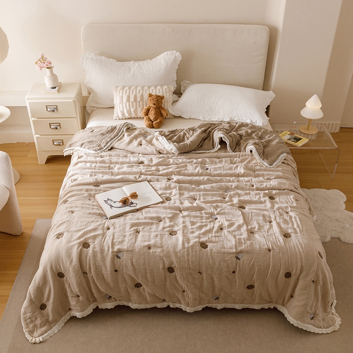 91家纺网 家纺一手货源 找家纺 （总）麻依 2025新款安心棉十层纱布泡芙被全棉纱布被子被芯