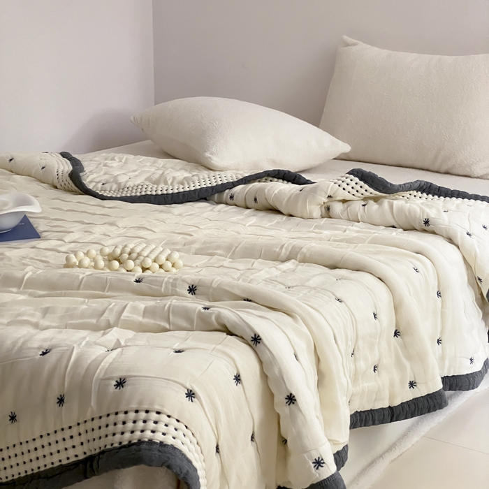 91家纺网 家纺一手货源 找家纺 （总）麻依 2025新款韩国泡芙被十层全棉纱布被子被芯