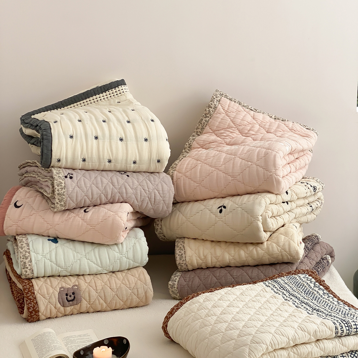 91家纺网 家纺一手货源 找家纺 （总）麻依 2025新款韩国泡芙被十层全棉纱布被子被芯