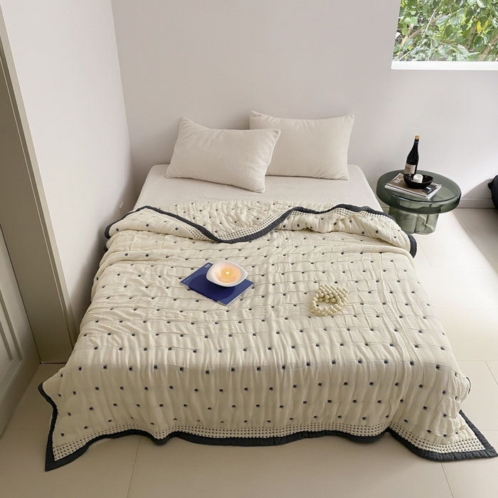 麻依 2025新款韩国泡芙被十层全棉纱布被子被芯 点点星