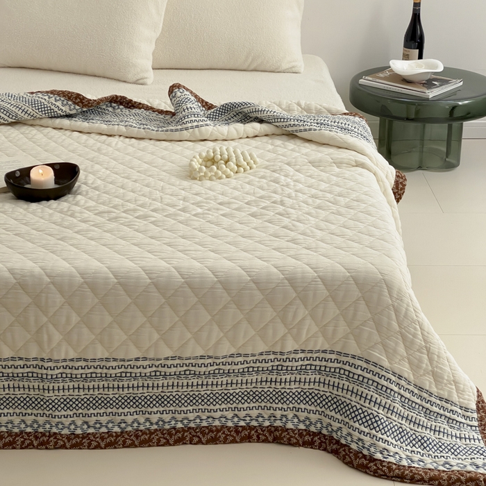 91家纺网 家纺一手货源 找家纺 麻依 2025新款韩国泡芙被十层全棉纱布被子被芯 洛格羽-白