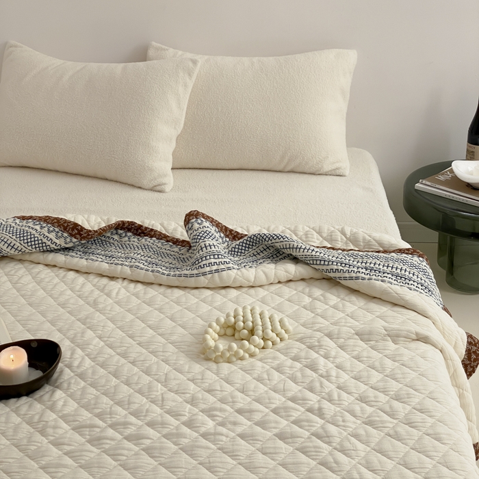 91家纺网 家纺一手货源 找家纺 麻依 2025新款韩国泡芙被十层全棉纱布被子被芯 洛格羽-白