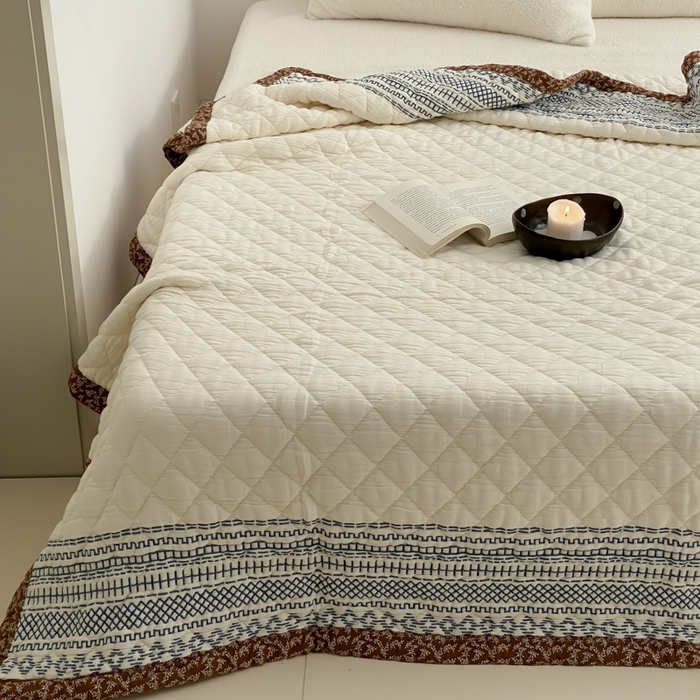 91家纺网 家纺一手货源 找家纺 麻依 2025新款韩国泡芙被十层全棉纱布被子被芯 洛格羽-白