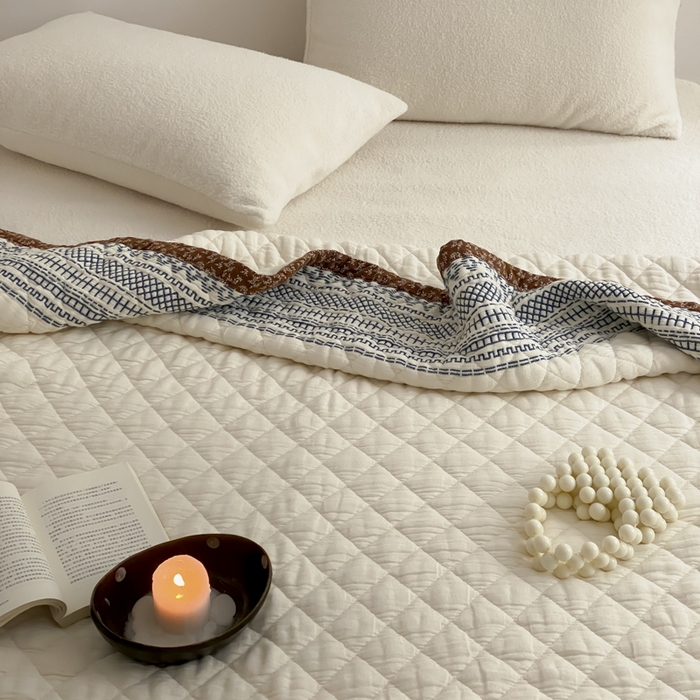 91家纺网 家纺一手货源 找家纺 麻依 2025新款韩国泡芙被十层全棉纱布被子被芯 洛格羽-白