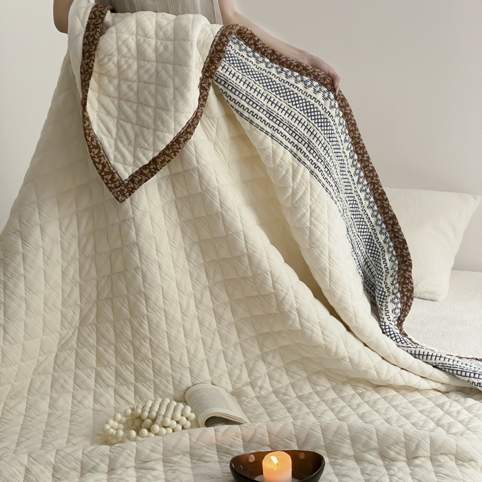 91家纺网 家纺一手货源 找家纺 麻依 2025新款韩国泡芙被十层全棉纱布被子被芯 洛格羽-白