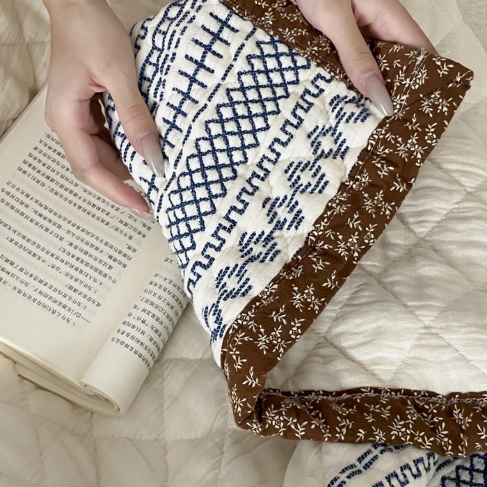 91家纺网 家纺一手货源 找家纺 麻依 2025新款韩国泡芙被十层全棉纱布被子被芯 洛格羽-白