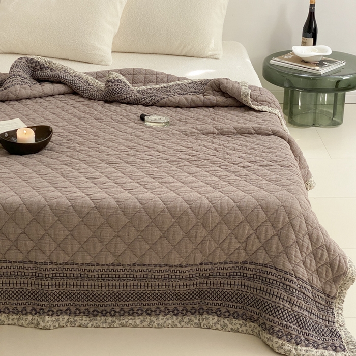 91家纺网 家纺一手货源 找家纺 麻依 2025新款韩国泡芙被十层全棉纱布被子被芯 洛格羽-咖