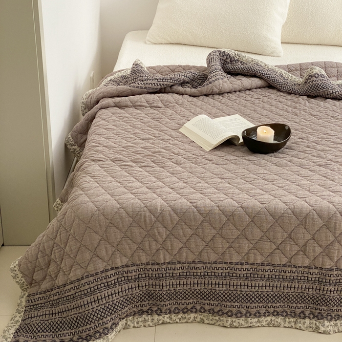 91家纺网 家纺一手货源 找家纺 麻依 2025新款韩国泡芙被十层全棉纱布被子被芯 洛格羽-咖