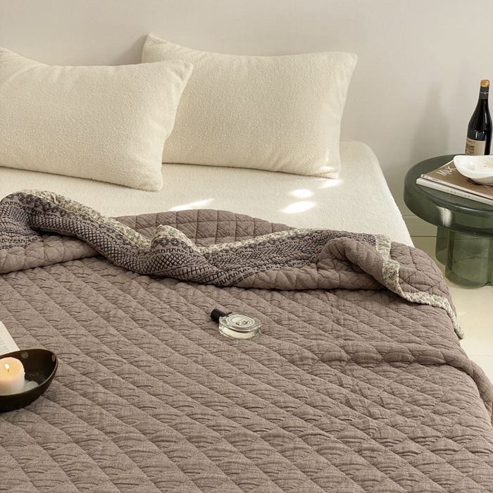 91家纺网 家纺一手货源 找家纺 麻依 2025新款韩国泡芙被十层全棉纱布被子被芯 洛格羽-咖