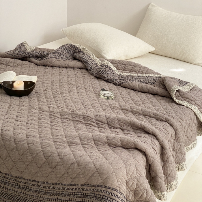 91家纺网 家纺一手货源 找家纺 麻依 2025新款韩国泡芙被十层全棉纱布被子被芯 洛格羽-咖