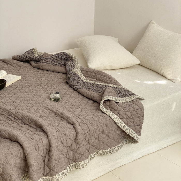 91家纺网 家纺一手货源 找家纺 麻依 2025新款韩国泡芙被十层全棉纱布被子被芯 洛格羽-咖