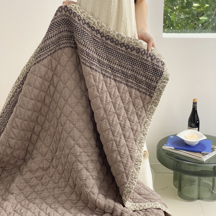 91家纺网 家纺一手货源 找家纺 麻依 2025新款韩国泡芙被十层全棉纱布被子被芯 洛格羽-咖