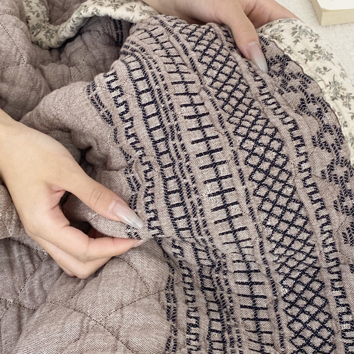 91家纺网 家纺一手货源 找家纺 麻依 2025新款韩国泡芙被十层全棉纱布被子被芯 洛格羽-咖