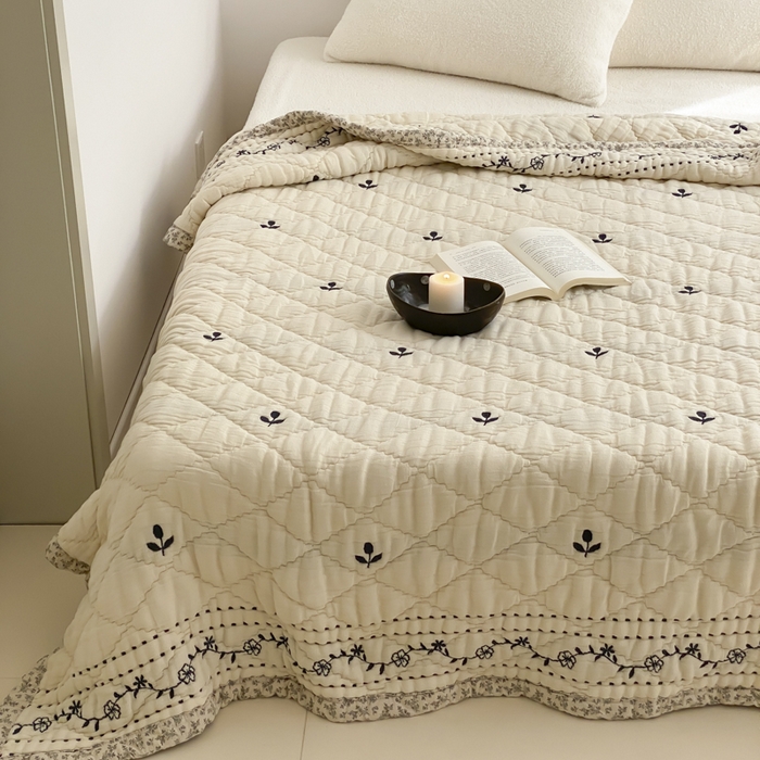 91家纺网 家纺一手货源 找家纺 麻依 2025新款韩国泡芙被十层全棉纱布被子被芯 三叶草