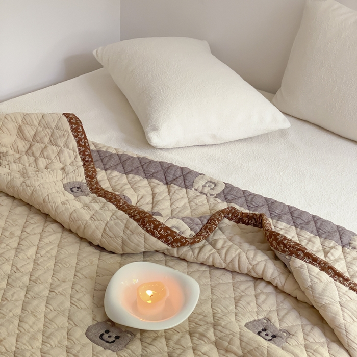 91家纺网 家纺一手货源 找家纺 麻依 2025新款韩国泡芙被十层全棉纱布被子被芯 小熊头