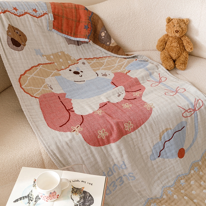 91家纺网 家纺一手货源 找家纺 （总）麻依 2025新款全棉四层纱布浴巾披肩旅行毯