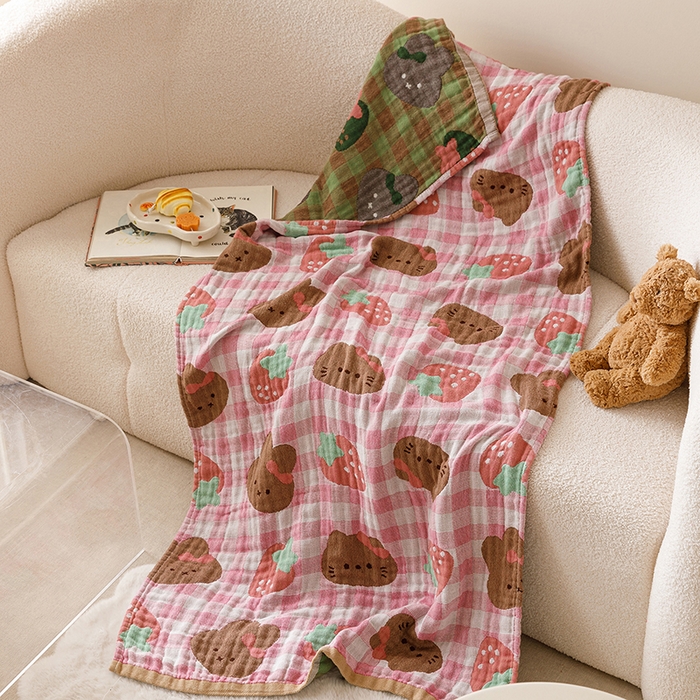 91家纺网 家纺一手货源 找家纺 （总）麻依 2025新款全棉四层纱布浴巾披肩旅行毯