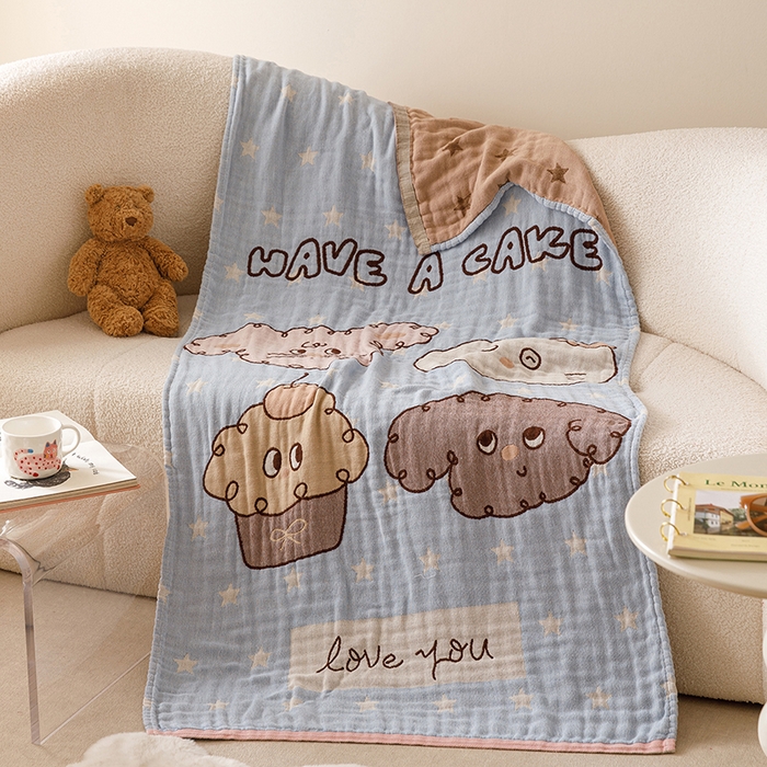 91家纺网 家纺一手货源 找家纺 （总）麻依 2025新款全棉四层纱布浴巾披肩旅行毯