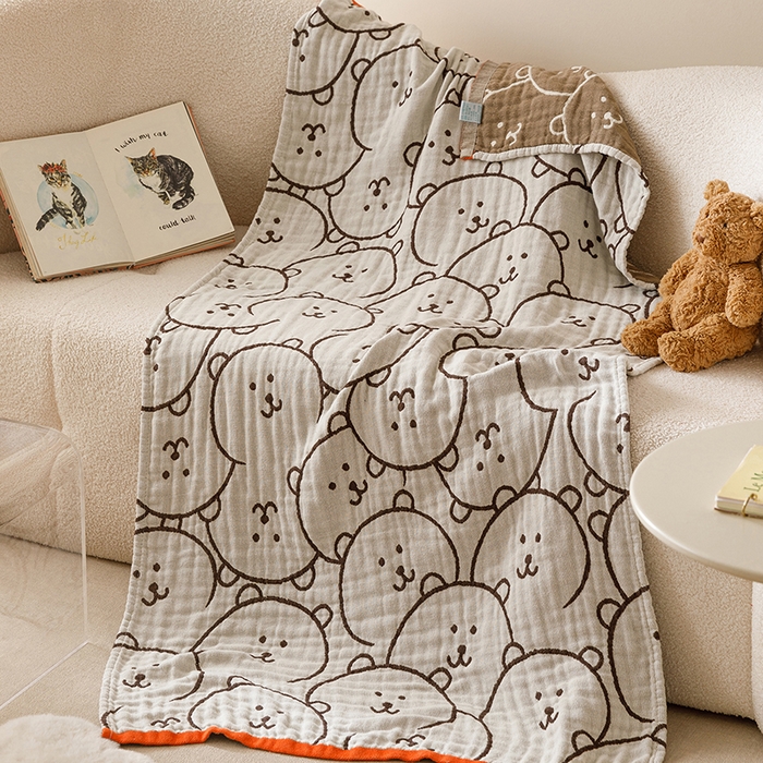 91家纺网 家纺一手货源 找家纺 （总）麻依 2025新款全棉四层纱布浴巾披肩旅行毯