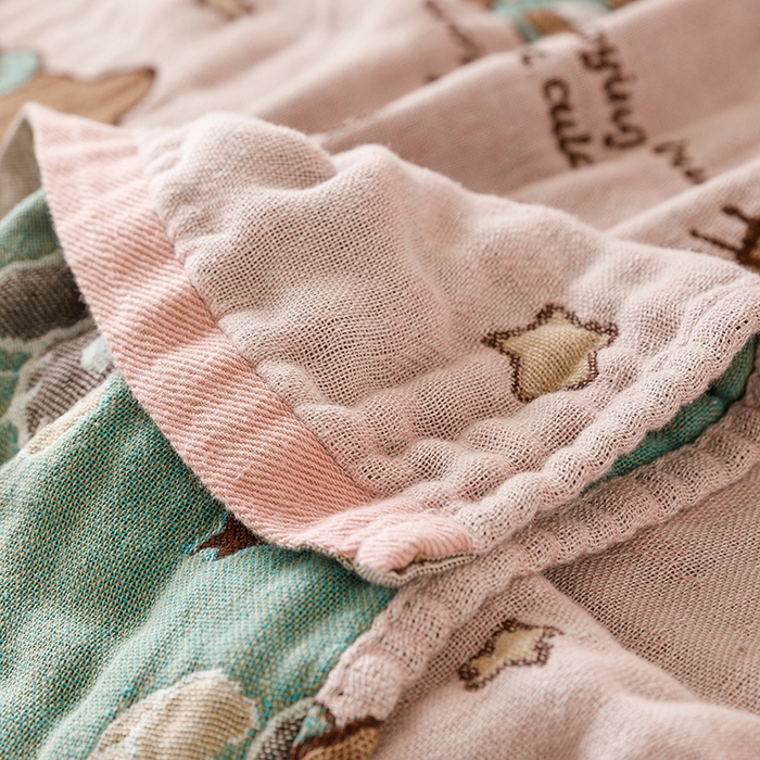 91家纺网 家纺一手货源 找家纺 麻依 2025新款全棉四层纱布浴巾披肩旅行毯 咖啡猫