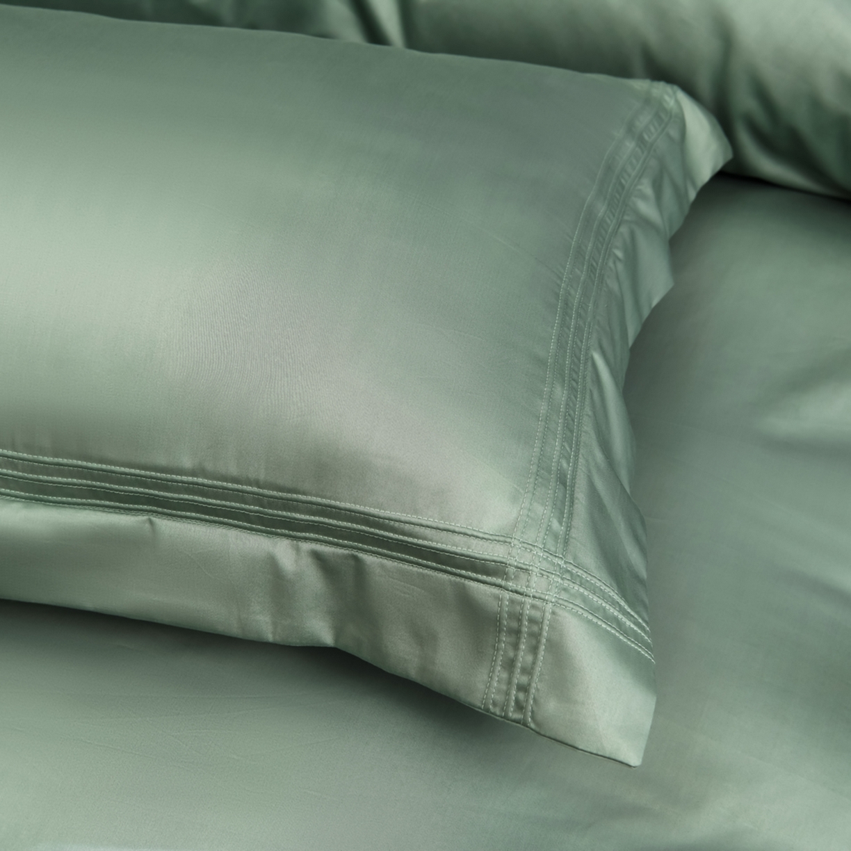 91家纺网 家纺一手货源 找家纺 润淳家居 2025新款100支新疆长绒棉四件套纯棉四件套全棉四件套 梦幻 灰湖绿