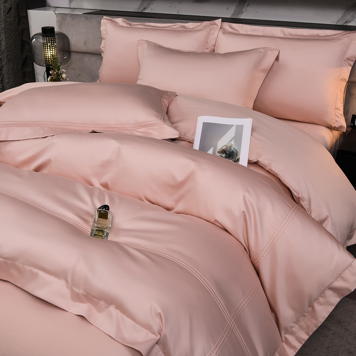 91家纺网 家纺一手货源 找家纺 润淳家居 2025新款100支新疆长绒棉四件套纯棉四件套全棉四件套 梦幻 唯美粉