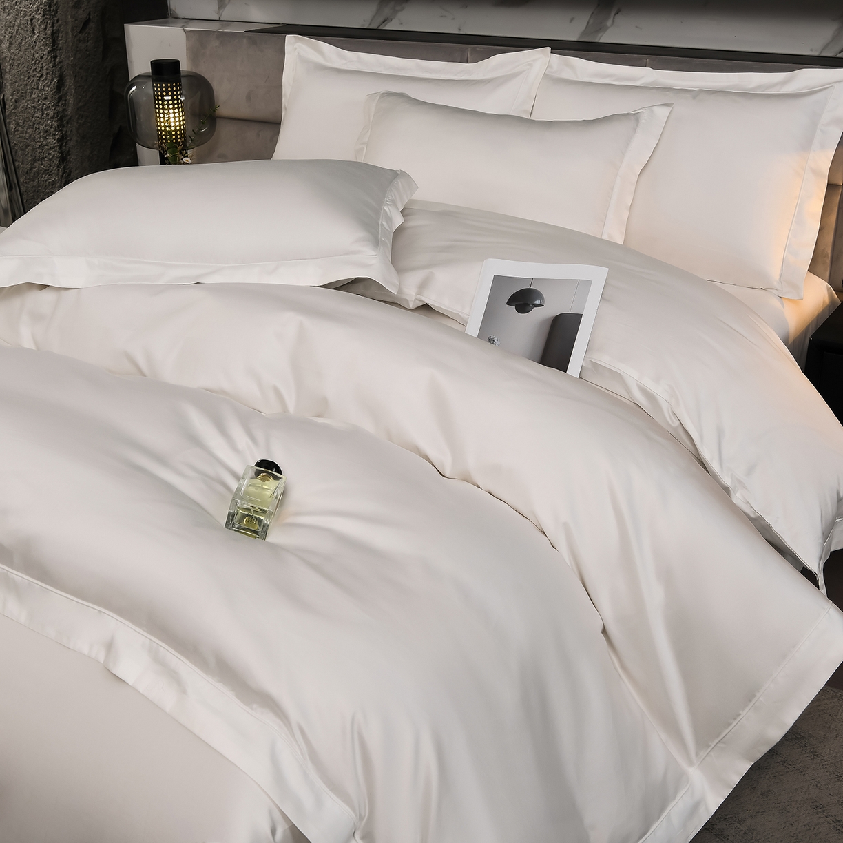 91家纺网 家纺一手货源 找家纺 润淳家居 2025新款100支新疆长绒棉四件套纯棉四件套全棉四件套 爱诺 雪白