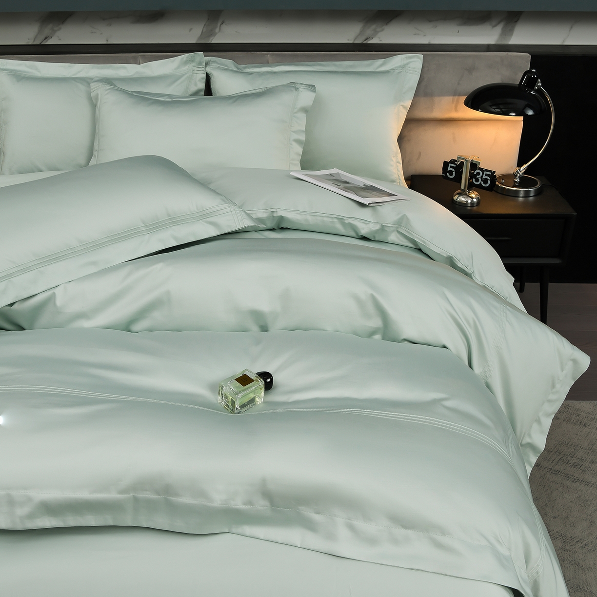 91家纺网 家纺一手货源 找家纺 润淳家居 2025新款100支新疆长绒棉四件套纯棉四件套全棉四件套 梦幻 青水绿