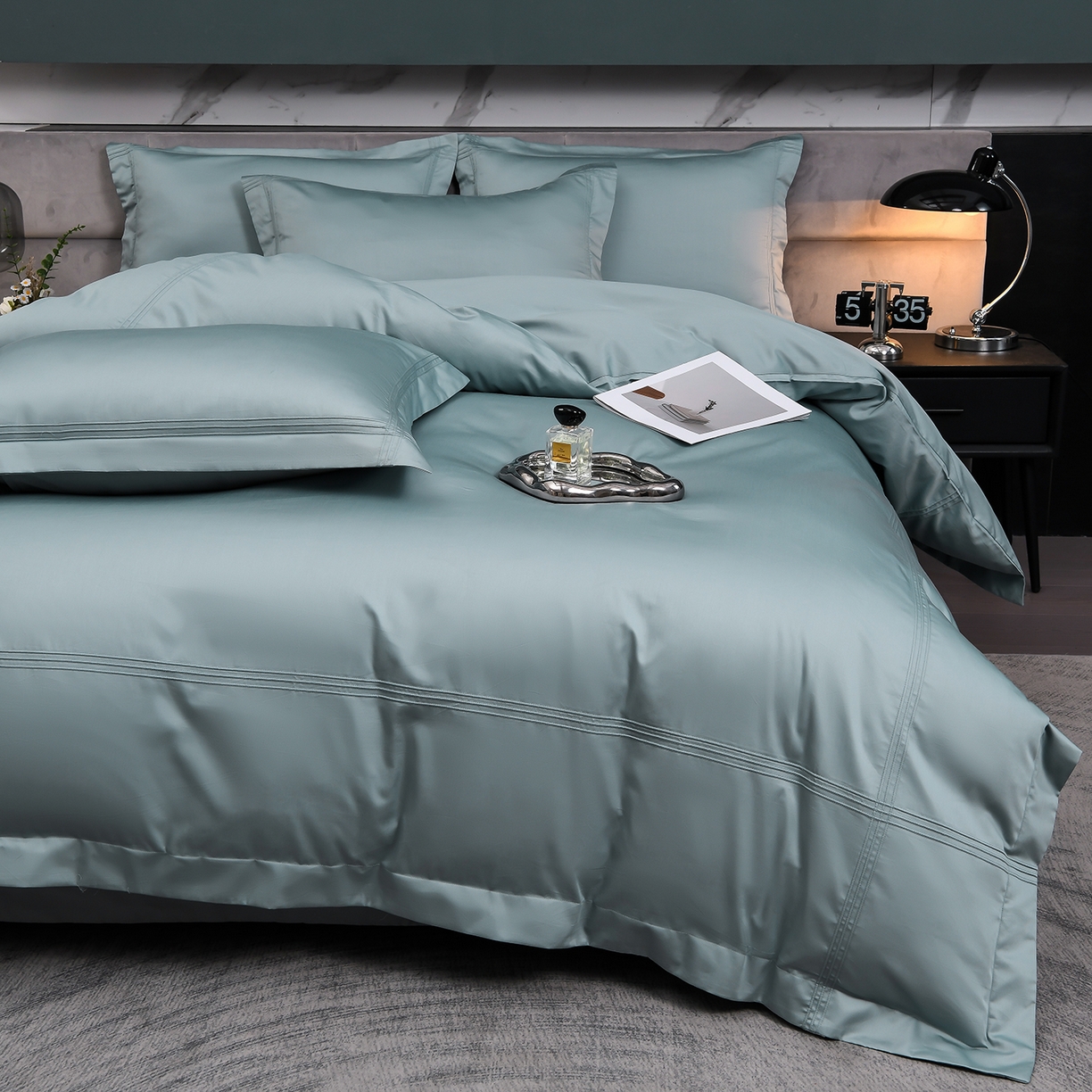 91家纺网 家纺一手货源 找家纺 润淳家居 2025新款100支新疆长绒棉四件套纯棉四件套全棉四件套 梦幻 星耀蓝