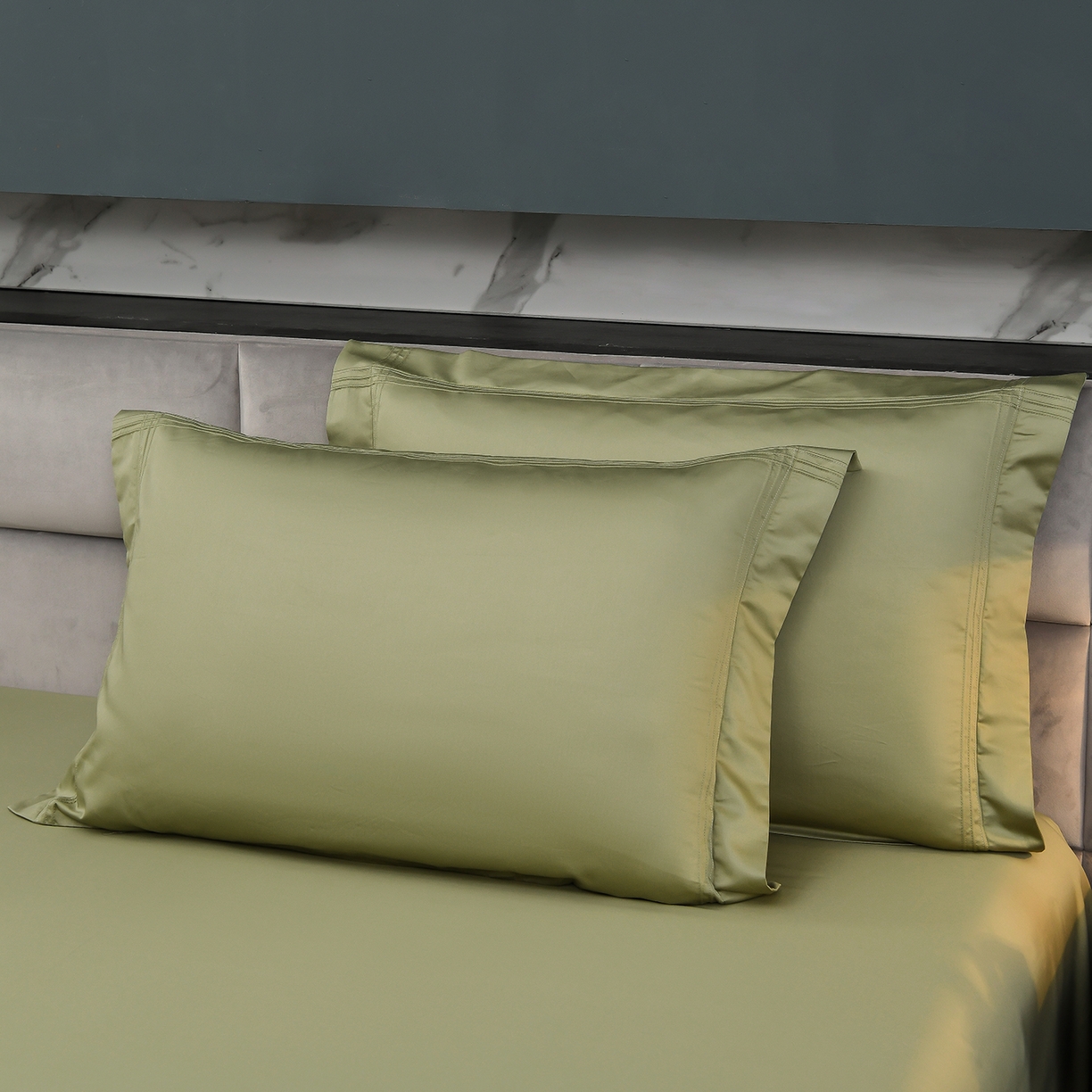 91家纺网 家纺一手货源 找家纺 润淳家居 2025新款100支新疆长绒棉四件套纯棉四件套全棉四件套 梦幻 青灰绿