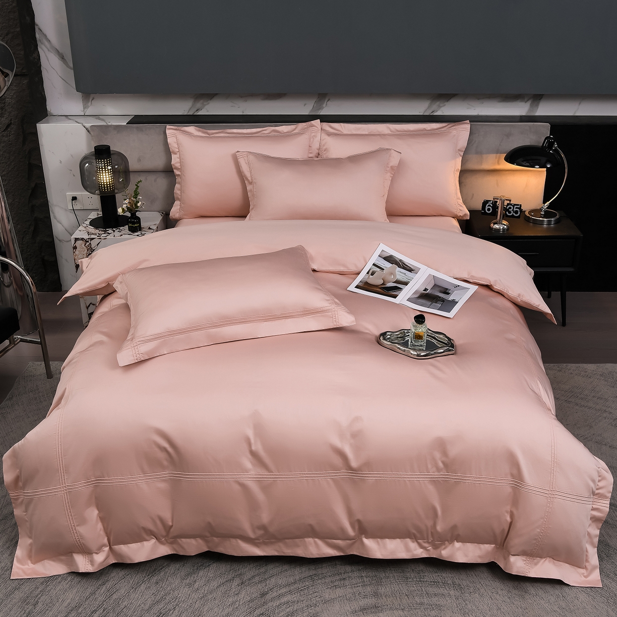 91家纺网 家纺一手货源 找家纺 润淳家居 2025新款100支新疆长绒棉四件套纯棉四件套全棉四件套 梦幻 唯美粉